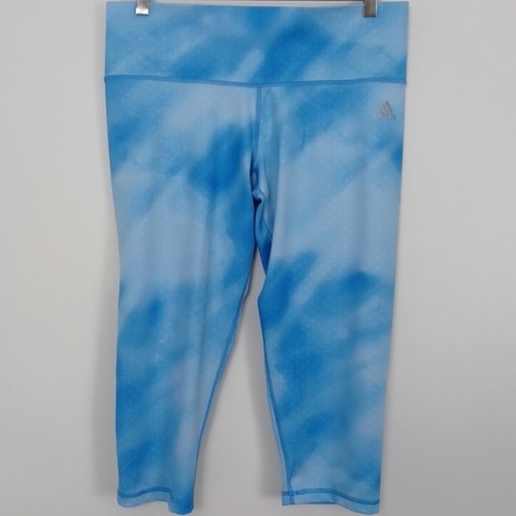 Adidas Climalite Blue Crop Leggings - L - Picture 1 of 8